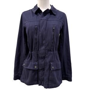 Lucky Brand Laurel Utility Jacket Navy Blue Small 100% Cotton Quiet Luxury Chic